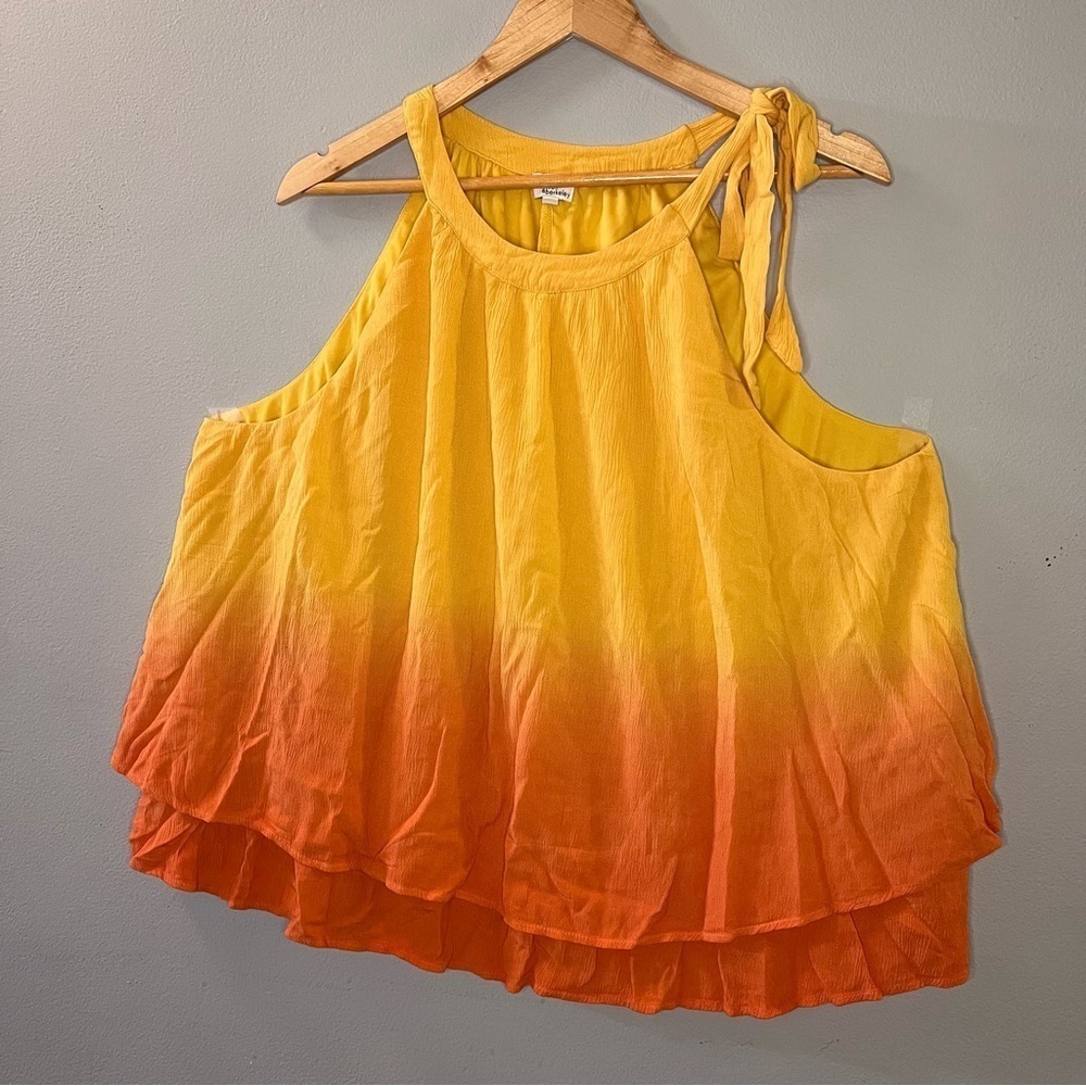 Madison & Berkeley Flutter Tank Yellow & Orange Rayon Size XXL Lined
